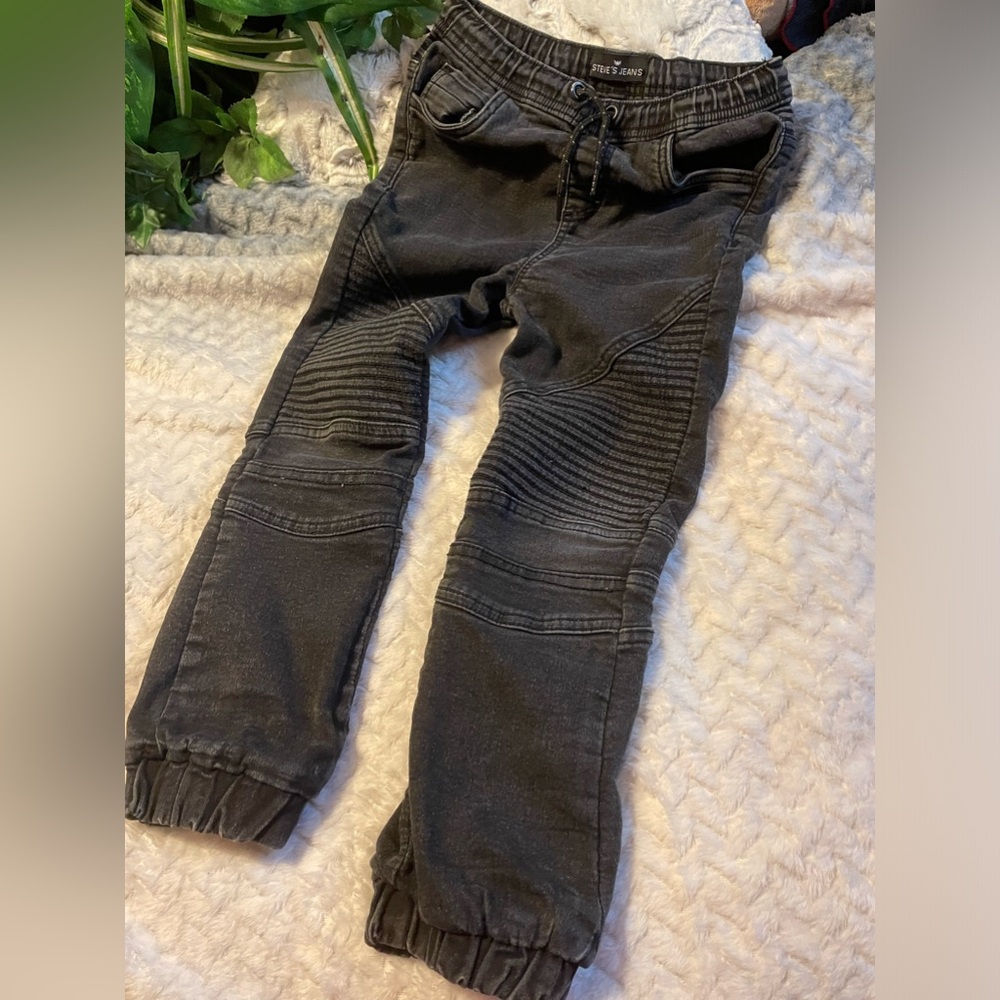 Steve’s jeans black denim elastic drawstring waist leg straight toddler sz:7